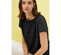 CECIL Damen 3226755 Strukturshirt in Unifarbe, Schwarz, M