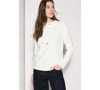 Langarmshirt CECIL, Damen, Gr. XXL (46), weiß (vanilleweiß), Stoff, 60% Viskose, 35% Polyester, 5% Elasthan, unifarben, casual, normal normal, hoch geschlossener Ausschnitt, Langarm Bündchen, Shirts, 