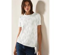 Cecil Damen Strukturshirt mit Lochmuster in Weiß, Gr: S