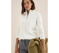 Cecil Damen Strukturshirt mit Troyer in Weiß, Gr: XXL