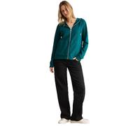 Sweatjacke CECIL, Damen, Gr. XXL (46), blau (petrol grün), Web, 80% Baumwolle, 17% Polyester, 3% Elasthan, unifarben, casual, gerade normal, ohne Ausschnitt, Langarm Bündchen, Sweatjacken, mit Kapuze 