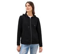 Sweatjacke CECIL, Damen, Gr. XL44, schwarz, Sweatware, 80% Baumwolle, 17% Polyester, 3% Elasthan, unifarben, comfort fit normal, ohne Ausschnitt, Bündchen, Sweatjacken, mit Kapuze (55975711-XL) schwar
