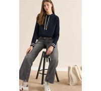 Cecil Damen Sweatshirt mit Strickärmeln in Blau, Gr: S