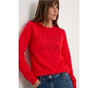 Sweatshirt CECIL, Damen, Gr. XL (44), rot (fiery rot), Sweatware, Obermaterial: 100% Baumwolle, unifarben, bestickt, casual, lässig geschnitten hüftbedeckend, Rundhals, Langarm Bündchen, Sweatshirts, 