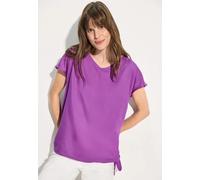 Kurzarmbluse CECIL, Damen, Gr. L (42), lila (iced violet), Stoff, 100% Viskose, unifarben, gerade normal, V-Ausschnitt, Bündchen, Blusen, aus softer Viskose (38148224-L) iced violet