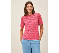 Print-Shirt CECIL, Damen, Gr. XL (44), rot (glazed apple rot), Web, 50% Baumwolle, 50% Polyester, bedruckt, normal normal, U-Boot-Ausschnitt, abgesteppt, Shirts, aus elastischem Materialmix (40322633-