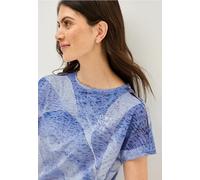 Cecil Damen T-Shirt in Ausbrenneroptik in Blau, Gr: XL