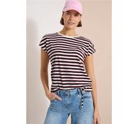 Blusenshirt CECIL, Damen, Gr. XL (44), deep plum, Web, 50% Baumwolle, 50% Modal, gestreift, regular fit normal, U-Boot-Ausschnitt, abgesteppt, Shirts Blusenshirt, im soften Baumwoll-Mix (44267710-XL)