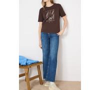 Print-Shirt CECIL, Damen, Gr. XL (44), macchiato braun, Web, 100% Baumwolle, bedruckt, comfort fit normal, Rundhals, abgesteppt, Shirts, mit Wording und Print (28238109-XL) macchiato braun