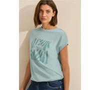 Cecil - T-Shirt mit Glitzer-Print grün - Gr. - XS