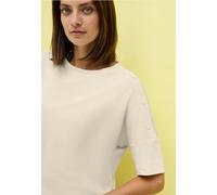 Cecil Damen T-Shirt mit Knopfdetail in Beige, Gr: XL