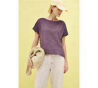 T-Shirt CECIL, Damen, Gr. XS (36), rot (mulberry rot), Jersey, Obermaterial: 100% Baumwolle, casual, normal hüftlang, U-Boot-Ausschnitt, Kurzarm, Shirts, mit Knopfdetails an der Schulter (31469356-XS)