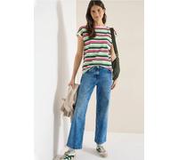 Cecil Damen T-Shirt mit Rundhals und Raffung in Grün, Gr: S