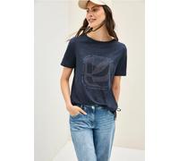 Cecil Damen T-Shirt mit Schmucksteinen in Blau, Gr: XS