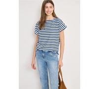 Cecil Damen T-Shirt mit Streifen und Struktur in Blau, Gr: XXL