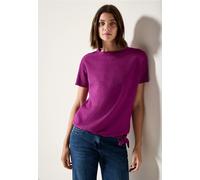 T-Shirt CECIL, Damen, Gr. M (40), anemone pink, Sweatware, Obermaterial: 50% Polyester, 48% Baumwolle, 2% Elasthan, unifarben, casual, bequem hüftbedeckend, U-Boot-Ausschnitt, Kurzarm, Shirts, mit Str