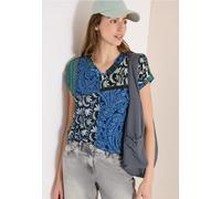 Cecil Damen T-Shirt mit V-Neck und Patchwork-Print in Blau, Gr: L