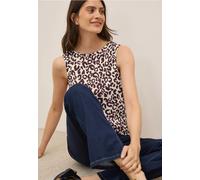 Trägertop CECIL, Damen, Gr. XXL46, rot (mulberry rot), Web, 50% Baumwolle, 50% Modal, bedruckt, normal normal, U-Boot-Ausschnitt, abgesteppt, Tops Trägertop, im soften Baumwoll-Mix (94692329-XXL) mulb