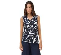 Shirttop CECIL, Damen, Gr. M (40), urban dunkelblau, Jersey, Obermaterial: 50% Baumwolle, 50% Modal, gemustert, casual, lässig geschnitten hüftbedeckend, V-Ausschnitt, ohne Ärmel, Tops, mit grafischem