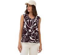 Shirttop CECIL, Damen, Gr. L (42), rot (mulberry rot), Jersey, Obermaterial: 50% Baumwolle, 50% Modal, gemustert, casual, lässig geschnitten hüftbedeckend, V-Ausschnitt, ohne Ärmel, Tops, mit grafisch