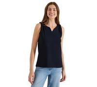 Cecil Damen Top mit Split Neck in Unifarbe in Blau, Gr: XL