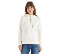 Sweatshirt CECIL, Damen, Gr. XL (44), creamy weiß, Sweatware, 54% Polyester, 39% Viskose, 7% Elasthan, unifarben, comfort fit, ohne Ausschnitt, Bündchen, Sweatshirts Sweatshirt, mit Kapuze mit Tunnelz