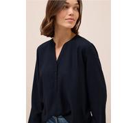 Langarmbluse CECIL, Damen, Gr. XL (44), urban dunkelblau, Web, Obermaterial: 100% Viskose, unifarben, casual, lässig geschnitten hüftbedeckend, Rundhals, Langarm elastischer Bund, Blusen, Tunika, Spli