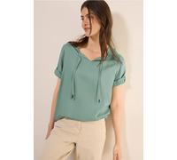 Kurzarmbluse CECIL, Damen, Gr. XXL (46), grün (matcha grün), Stoff, 100% Viskose, unifarben, klassisch normal, Rundhals, Bündchen, Blusen, mit Elastiksaum (30991601-XXL) matcha grün