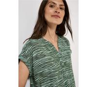 Shirtbluse CECIL, Damen, Gr. XL (44), grün (schwarz balmy khaki), Stoff, 100% Viskose, bedruckt, normal normal, Rundhals, Bündchen, Blusen, aus softer Viskose (64726433-XL) schwarz balmy khaki