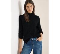 Cecil Damen Turtleneck Chenille Pullover in Schwarz, Gr: XS