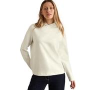 Hoodie CECIL, Damen, Gr. M (40), weiß (vanilleweiß), Twill, Obermaterial: 80% Baumwolle, 17% Polyester, 3% Elasthan, unifarben, casual, regular fit hüftlang, Langarm abgesteppt, Sweatshirts, mit Schri