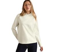 Hoodie CECIL, Damen, Gr. M (40), weiß (vanilleweiß), Twill, Obermaterial: 80% Baumwolle, 17% Polyester, 3% Elasthan, unifarben, casual, regular fit hüftlang, Langarm abgesteppt, Sweatshirts, mit Schri