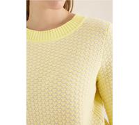 Strickpullover CECIL, Damen, Gr. L (42), iced gelb, Strick, Obermaterial: 100% Baumwolle, gemustert, normal hüftbedeckend, Rundhals, Flachstrickbündchen, Pullover Strickpullover, im Two-Tone-Stil (465