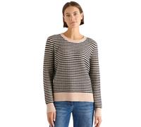 Strickpullover CECIL, Damen, Gr. L (42), beige (oat milk beige), Feinstrick, 30% Polyester, 29% Polyacryl, 21% Viskose, 20% Nylon, Strukturmuster, comfort fit normal, Rundhals, Bündchen, Pullover Stri