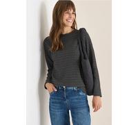 Cecil Damen Two-Tone Strukturshirt in Schwarz, Gr: L