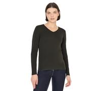 Langarmshirt CECIL, Damen, Gr. XXL (46), raw khaki, Web, 100% Baumwolle, unifarben, normal normal, V-Ausschnitt, abgesteppt, Shirts Langarmshirt, aus reiner Baumwolle (65515854-XXL) raw khaki