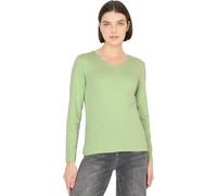 Langarmshirt CECIL, Damen, Gr. XL (44), bamboo grün, Web, 100% Baumwolle, unifarben, normal normal, V-Ausschnitt, abgesteppt, Shirts Langarmshirt, aus reiner Baumwolle (64941567-XL) bamboo grün