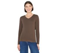 Langarmshirt CECIL, Damen, Gr. XL (44), urban taupe, Web, 100% Baumwolle, unifarben, normal normal, V-Ausschnitt, abgesteppt, Shirts Langarmshirt, aus reiner Baumwolle (25988713-XL) urban taupe