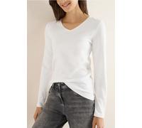 Cecil Damen V-Neck Langarmshirt in Weiß, Gr: L