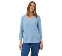 Cecil Damen Strickpullover V-Ausschnitt, meliert, 3/4-Arm, 60% Baumwolle/40% Viskose, Blau L