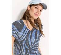 Cecil Damen V-Neck T-Shirt in Blau, Gr: XXL
