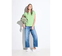 Kurzarmbluse CECIL, Damen, Gr. M (40), grün (matcha lime), Stoff, 100% Viskose, unifarben, gerade hüftlang, Rundhals, Bündchen, Blusen, mit Rundhalsausschnitt (18031641-M) matcha lime