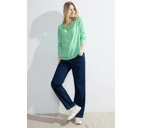 Langarmbluse CECIL, Damen, Gr. XL (44), grün (celery grün), Stoff, 100% Viskose, gestreift, normal normal, Rundhals, Manschette, Blusen, mit geschlitztem Rundhalsausschnitt (33913305-XL) celery grün