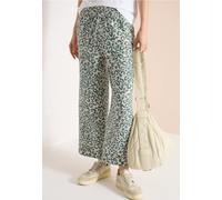 Cecil Damen Wide Leg Hose aus Leinenmix im Leoprint in Beige, Gr: XS