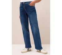 Loose-fit-Jeans STREET ONE, Damen, Gr. 36, Länge 30, mid blau used wash, Jeans, 99% Baumwolle, 1% Elasthan, unifarben, lang, Jeans, aus Baumwolle mit Stretchanteil (99995257-36) mid blau used wash