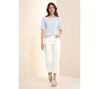 Loose-fit-Jeans STREET ONE, Damen, Gr. 34, Länge 24, weiß (vanilleweiß), Jeans, 98% Baumwolle, 2% Elasthan, unifarben, casual, wadenlang, Jeans, High Waist (93999731-34) vanilleweiß