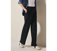 Cecil Damen Wide Leg Jersey-Hose in Schwarz, Gr: XXL