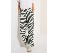 Cecil Damen Wide Leg Zebra Print Hose in Grün, Gr: XL
