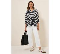 Shirtbluse CECIL, Damen, Gr. L (42), grau (volcanic grau), Web, 100% Baumwolle, animal-print, normal normal, Rundhals, Bündchen, Blusen, mit Seitlichen Einschlitzen am Saum (45001761-L) volcanic grau