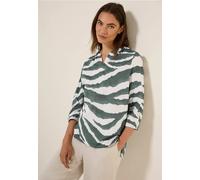 Cecil Damen Zebra Print Baumwollbluse in Grün, Gr: XL